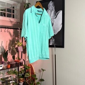Vintage Tropic Isle Polo Shirt Women's Short Sleeve Striped Green